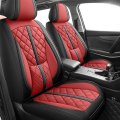 Universal Car Seat Covers Full Set For 5 Seats Waterproof Faux Leather Front And Rear Cushion Protectors Black Red Fits Most 