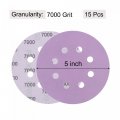 Uxcell 15pcs 5-inch Purple Sanding Discs 7000 Grits 8 Hole Hook And Loop Professional Aluminum Oxide Sand Paper Wet Dry Polish