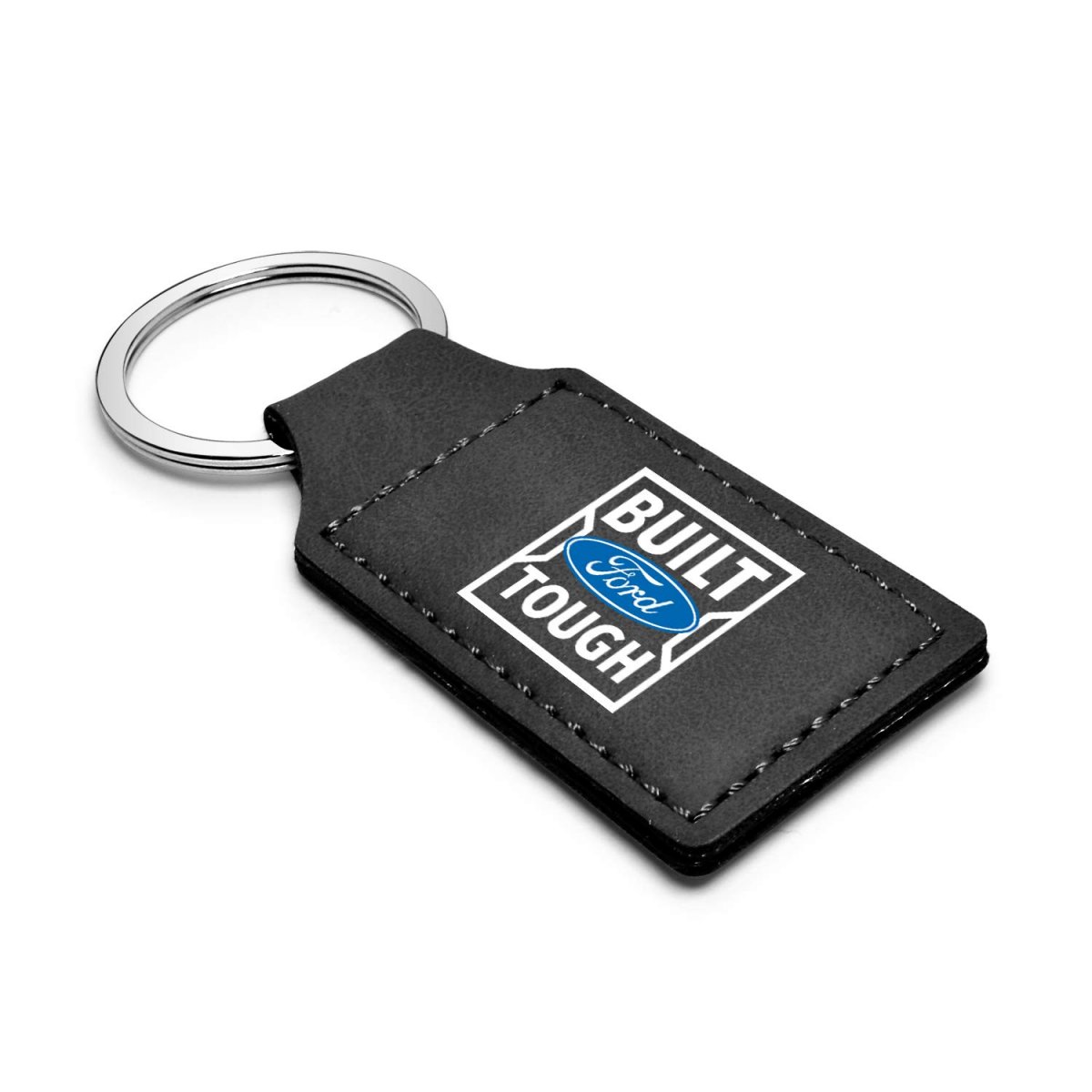 Ford Built Tough Rectangular Black Faux Leather Key Chain Official Licensed Automotive Accessory 3 75 In X 1 25