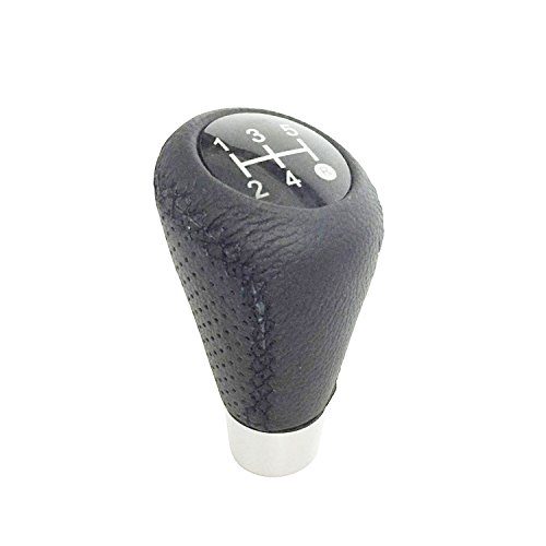 5 Speed Gear Shift Knob Universal Pu Leather Cross Stitch Manual Or Automatic Shifter Head Black