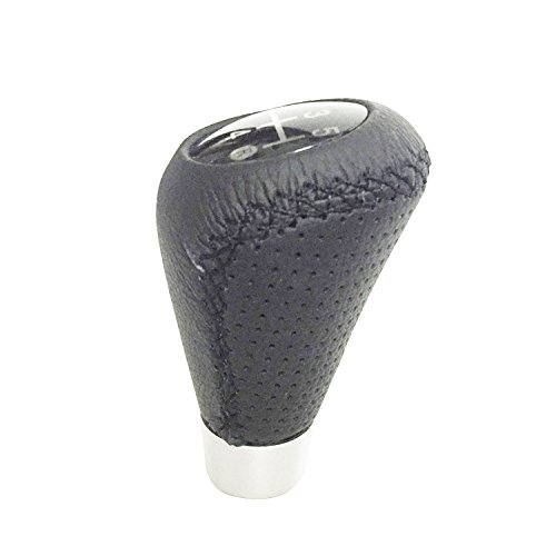 5 Speed Gear Shift Knob Universal Pu Leather Cross Stitch Manual Or Automatic Shifter Head Black