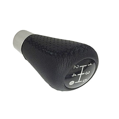 5 Speed Gear Shift Knob Universal Pu Leather Cross Stitch Manual Or Automatic Shifter Head Black