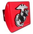 Us Marine Corps Anchor Insignia All Metal Red Hitch Cover For Trucks And Suvs Fits Standard 2 Trailer Receivers Weatherproof 5 