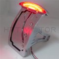 Httmt Mt301-a-cd Chrome Curved Side Mounted License Plate Bracket W Led Tail Light Brake 7 8 Inches Or 1 Inch Axle Compatible