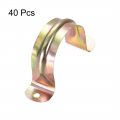 Uxcell 2inch Rigid Pipe Strap 2 Holes Tube Straps Iron Tension Clip Clamp 40pcs