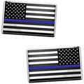 2x Usa American Embossed Stainless Steel Metal Flag For Cars Trucks Show Support Of Police And Law Enforcement Officers 3 12 X 