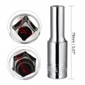 Uxcell 1 2 Inch Drive 9mm 6-point Deep Socket Metric Cr-v Polishing