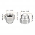 Uxcell 5 8-11 Acorn Cap Nuts 3pcs 304 Stainless Steel Hardware Hex Dome Head For Fasteners Silver