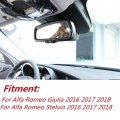 Qiilu Interior Rearview Mirror Cover Front Inner Rear View Frame Decor Trim Car Accessory For Alfa Romeo Stelvio Giulia