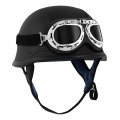 Tcmt Dot German Motorcycle Open Face Helmet For Chopper Cruiser Biker Black Pu Leather M