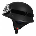 Tcmt Dot German Motorcycle Open Face Helmet For Chopper Cruiser Biker Black Pu Leather M