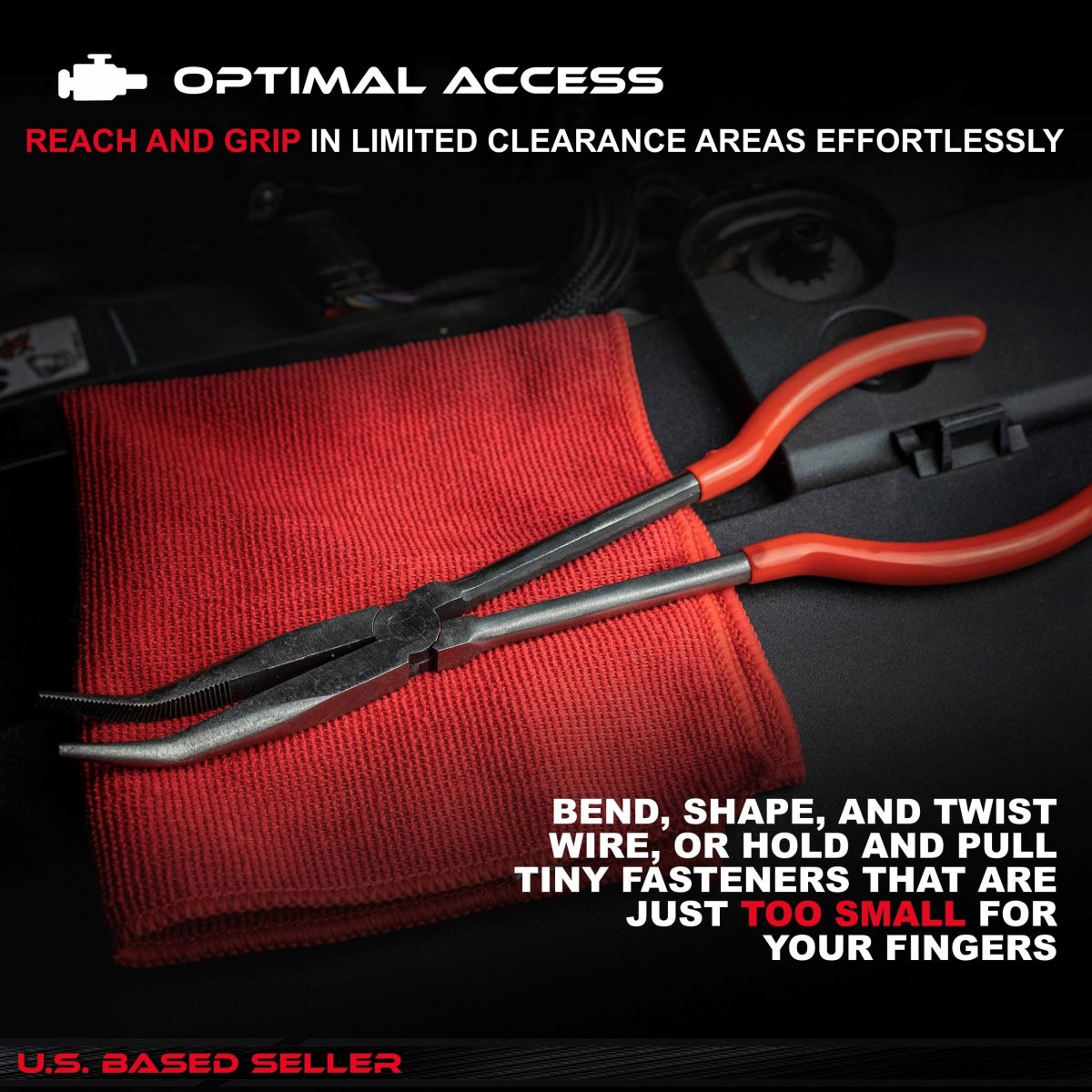 Abn Long Reach 11in 45-degree Bent Nose Pliers For Hard-to-reach Narrow Spaces And Limited Clearance Areas