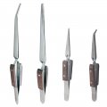 Bundle Cross Lock Fiber Grip Soldering Tweezers Set 6 5 Straight Curve 4  Units Solder Stw 