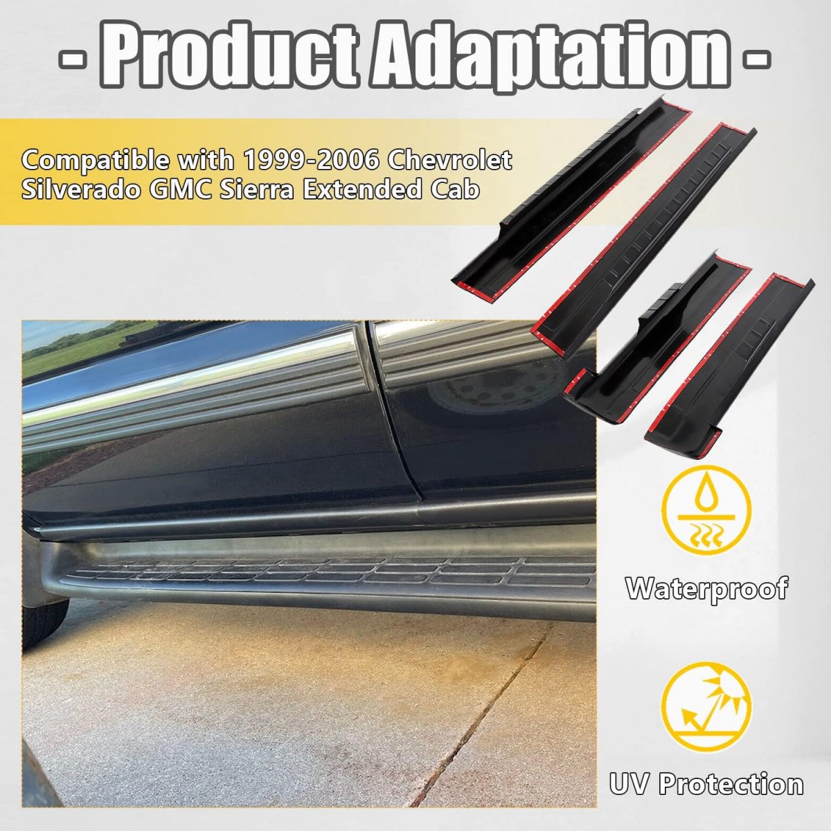 Rocker Panel Guard Cover For 1999-2007 Chevy Silverado Gmc Sierra 1500 2500 Hd 3500 Classic Extended Cab Side Skirts Trail