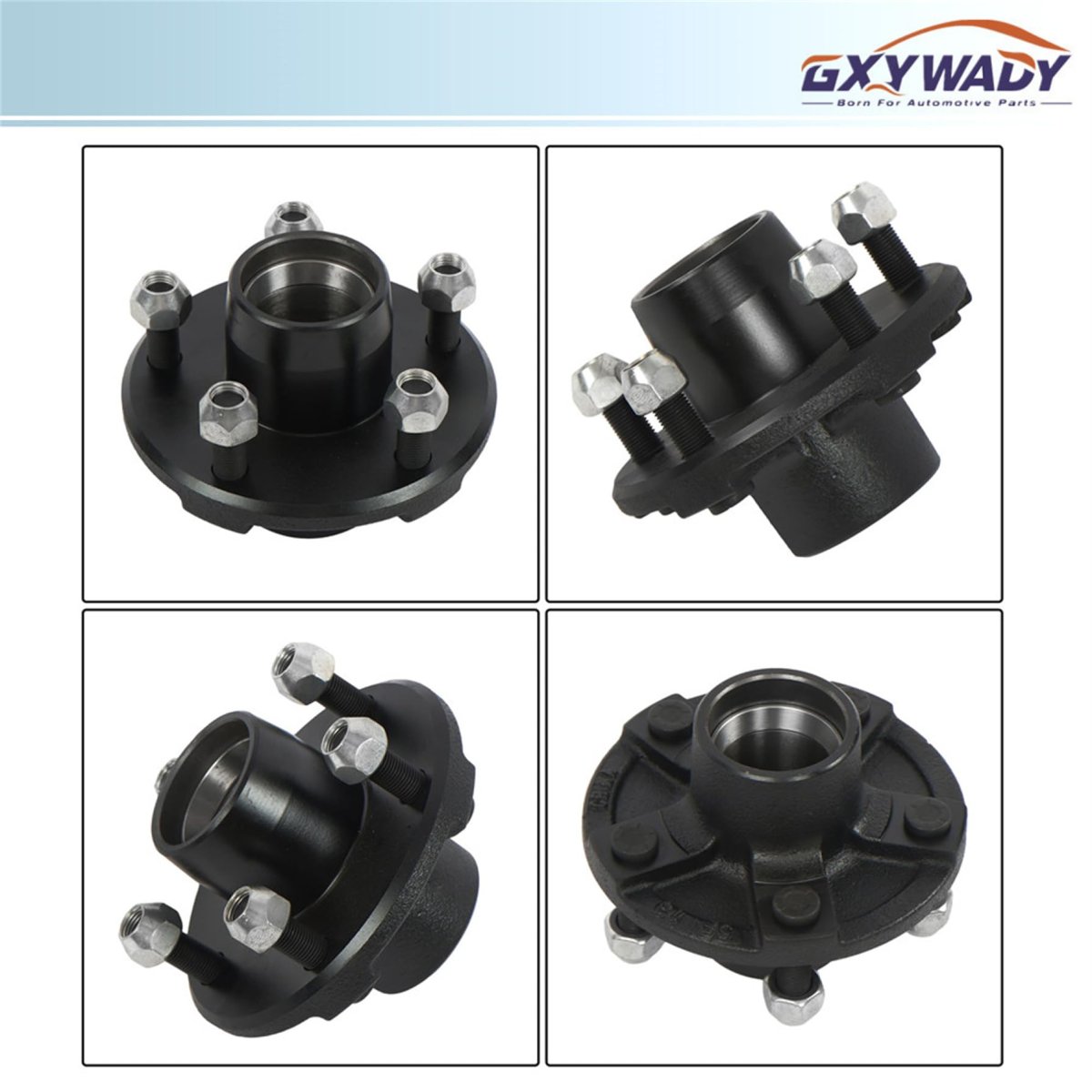 5 Bolt 4 In Trailer Hub Kit And 1 Round Bt8 Spindle With Bearing Rated For 1000 Lbs Per Wheel Stainless Steel Replacement Parts