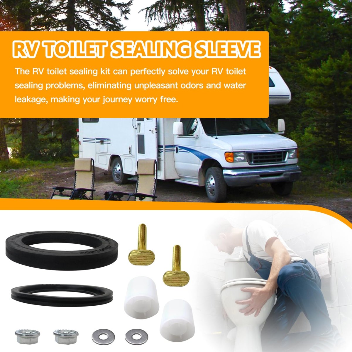 385311652 Rv Toilet Seal And 385311658 Flush Ball Replacement For 300 310 320 Series Toilets Easy Installation Kit