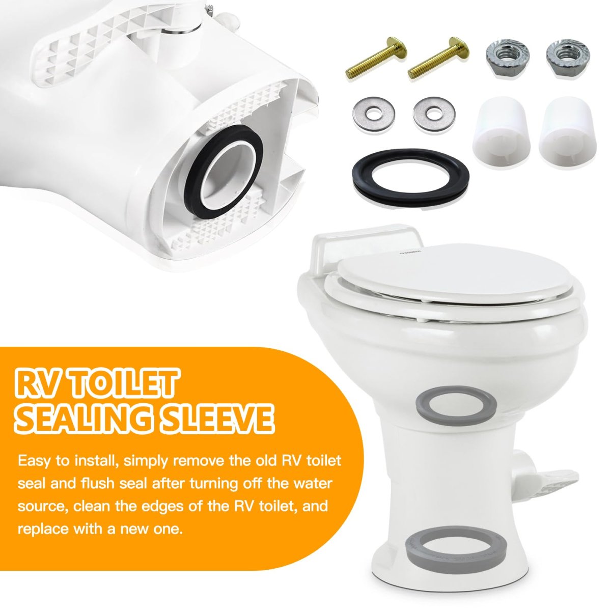 385311652 Rv Toilet Seal And 385311658 Flush Ball Replacement For 300 310 320 Series Toilets Easy Installation Kit