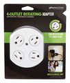 360 Electrical Outlet Adapter Rotating White Clamshell 
