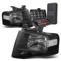 Black Housing Clear Corner Headlight Head Lamps Tool Kit Compatible With Ford Expedition 07-14
