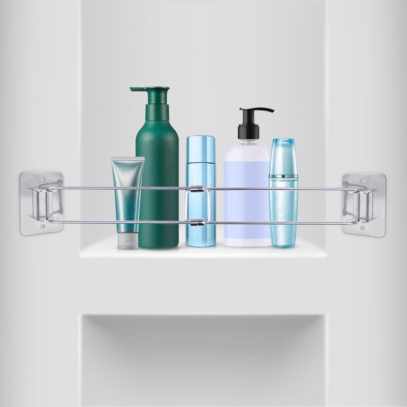 Mictuning Rv Shower Corner Storage Bar Adjustable Stainless Steel For Bath Accessory Adhesive No Drilling Screw Mount Length