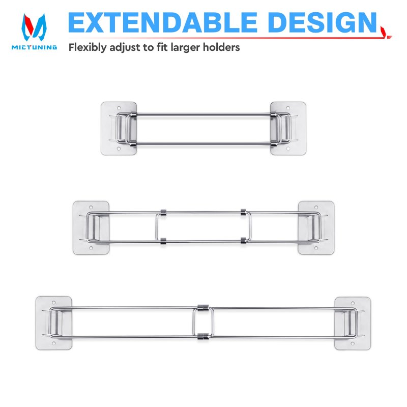 Mictuning Rv Shower Corner Storage Bar Adjustable Stainless Steel For Bath Accessory Adhesive No Drilling Screw Mount Length