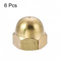 Uxcell Acorn Hex Cap Nuts 6pcs M8 Dome Brass Hexagon Decorative Nut For Screws Bolts Tone