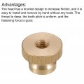 Uxcell Knurled Thumb Nuts 2pcs M8 X D23mm H16mm Brass Nut With Collar High Head Through Hole Adjusting For 3d Printer Parts