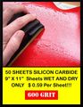 50 Sheet Wet Dry Silicone Carbide 600 Grit Sand Paper Pack 9 X 11 Inches 