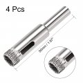 Uxcell 4pcs 10mm Diamond Drill Bit Hole Saw For Tile Glass Marble Fiberglass Ceramic Tool Silver Tone