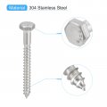 Uxcell Hex Head Lag Screws Bolts 25pcs 1 4 X 2-1 2 304 Stainless Steel Partial Thread Wood
