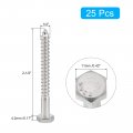 Uxcell Hex Head Lag Screws Bolts 25pcs 1 4 X 2-1 2 304 Stainless Steel Partial Thread Wood