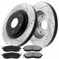 Motorbymotor 283mm Rear Brake Kit Rotors And Ceramic Pads Replacement For Kia Optima Hyundai Azera Sonata Disc Drilled Slotted 