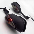 Httmt Mt324- New Black Smoke Side Mirrors With Turn Signals Compatible Cbr 1000rr 2008-2012