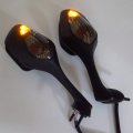 Httmt Mt324- New Black Smoke Side Mirrors With Turn Signals Compatible Cbr 1000rr 2008-2012
