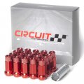 Circuit Performance Forged Steel Extended Open End Hex Lug Nut For Aftermarket Wheels 12x1 25 Red 20 Piece Set Tool