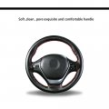 Baver Genuine Leather Car Steering Wheel Cover Stitching Style With Needles Thread Hand Sewing Diy M 14 5 15 Black Classic