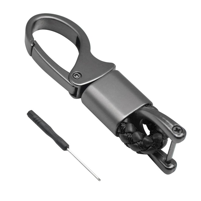 Augeny Car Key Fobchains 360 Degrees Rotatable Leather Keys Chain Holder With Anti-lost D-ring Universal Sturdy Metal Key