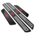 Dodge R T Logo X-large Black Real Carbon Fiber 4 Pcs Universal Door Sill Step Protector Guard Decal Plates
