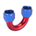 An12 180 Degree Female Swivel Coupler Fuel Oil Hose End Fitting Adapter For Car Red Blue 