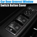 X Autohaux Car Inner Front Rear Left Right Door Armrest Window Switch Button Cover Driver Passenger Sticker Panel Set Black For