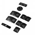 X Autohaux Car Inner Front Rear Left Right Door Armrest Window Switch Button Cover Driver Passenger Sticker Panel Set Black For
