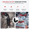 2pcs Aluminum 6an Male Flare To 3 8 In Hardline Compression Adapter Black