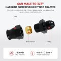 2pcs Aluminum 6an Male Flare To 3 8 In Hardline Compression Adapter Black