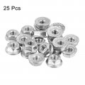 Uxcell 10-24 Serrated Flange Hex Lock Nuts 25pcs 304 Stainless Steel Non-slip Hexagon Nut Full Thread Bright Finish Silver