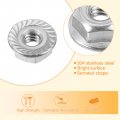 Uxcell 10-24 Serrated Flange Hex Lock Nuts 25pcs 304 Stainless Steel Non-slip Hexagon Nut Full Thread Bright Finish Silver