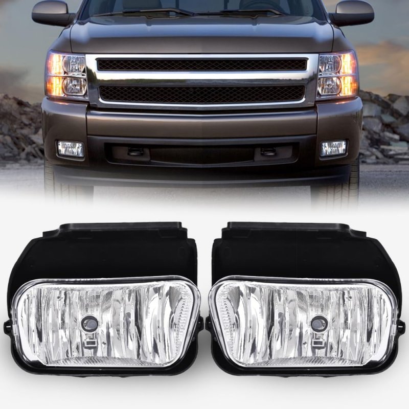 Left Right Fog Lights For 03-06 Chevy Silverado 1500 2500 3500 Hd Models Avalanche Fit No Cladding Only 07 Halogen