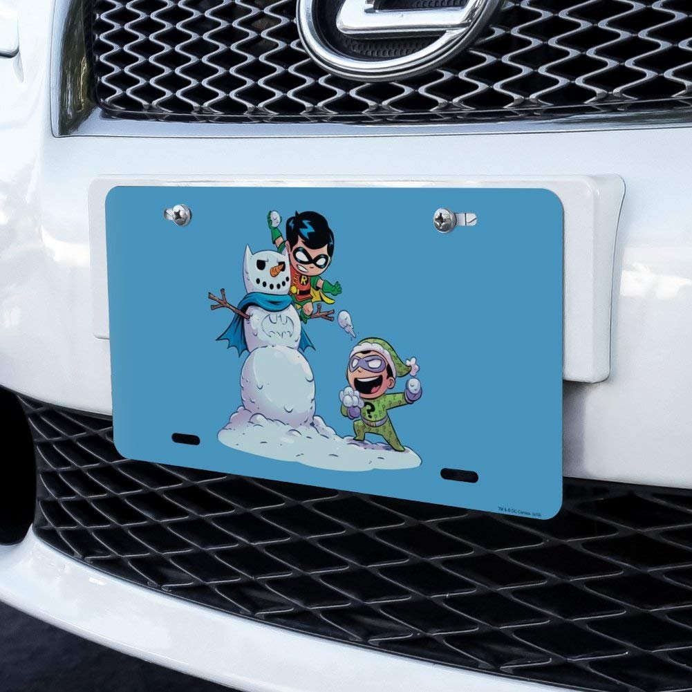 Graphics More Robin And Riddler Snowball Fight Novelty Metal Vanity Tag License Plate