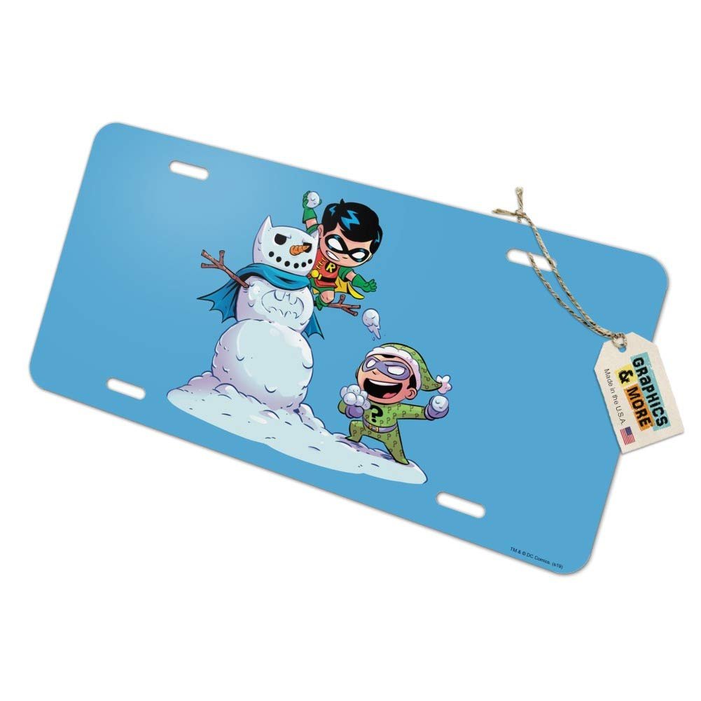 Graphics More Robin And Riddler Snowball Fight Novelty Metal Vanity Tag License Plate