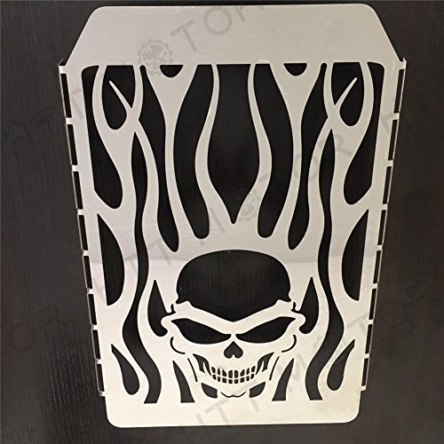 Stainless Steel Skull Flame Radiator Grille Cover Guard Protector For Vulcan Vn 1500 Chrome Finish 14 5 In X 10
