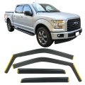 Ikon Motorsports In Channel Window Visors For 2015-2020 Ford F-150 Crew Cab 2017-2022 F-250 F-350 Super Duty Style Pc Black 